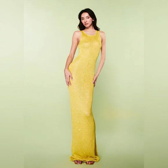 natalia dress - chartreuse sequin Asta Resort